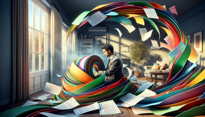 How Debt Consolidation Impacts Savings Goals: A Guide | DCL Person in UK consolidating colorful debt papers into one clear loan document, symbolising financial relief and stability.