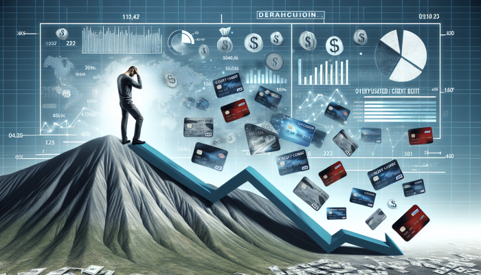 Credit Score Tips for Debt Consolidation Success: UK Guide | DCL Graph illustrating a sharp decline in credit score due to missed payments and high credit usage, depicting a concerned individual.