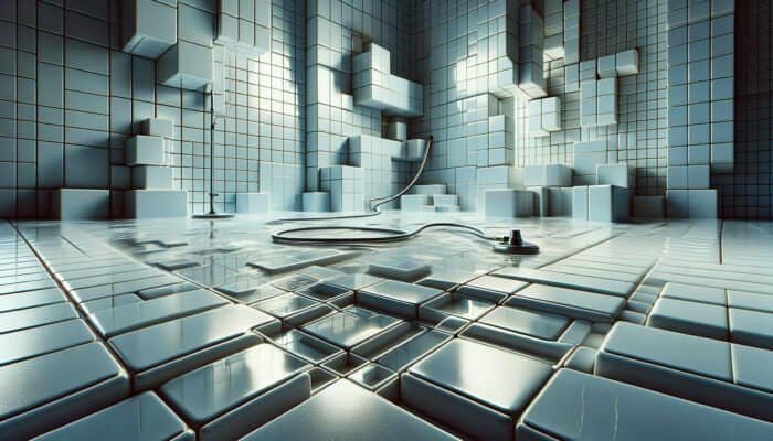 A gleaming tiled room with revitalized grout, showcasing uniform color and no stains, reflecting professional cleaning techniques and specialized equipment in use.