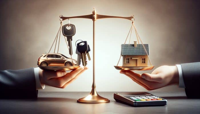 Debt Consolidation for Multiple Credit Cards: A UK Guide | DCL Individual weighing house and car keys against credit cards, making a decision on secured versus unsecured loans.