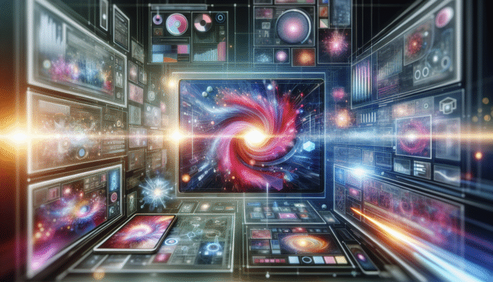 A dynamic digital interface with real-time data visualizations on various devices, optimized for user experience.