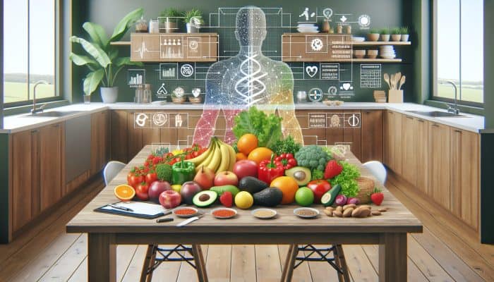 A vibrant display of anti-inflammatory foods including fruits, vegetables, whole grains, and healthy fats in a contemporary UK kitchen.