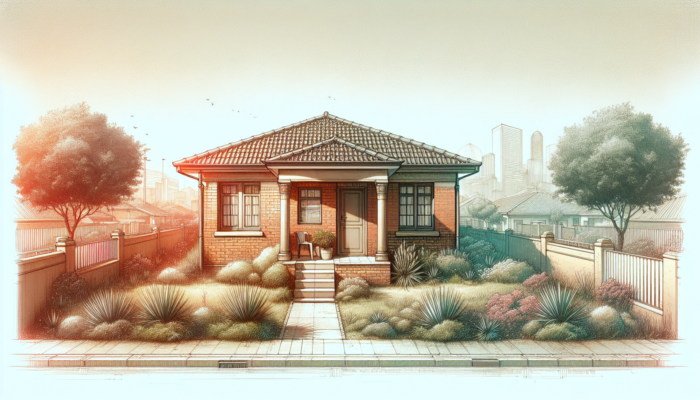 A modest single-story brick home in Witbank, South Africa, with a tiled roof, small garden, and urban greenery under a sunny sky.